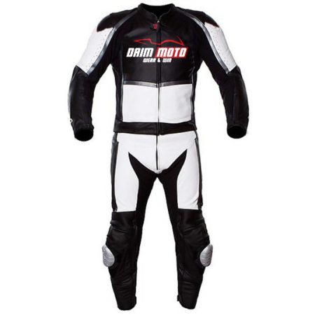 Daim Moto Jet Black Motorbike Racing Leather suit One piece or Tow piece #DM-JB1